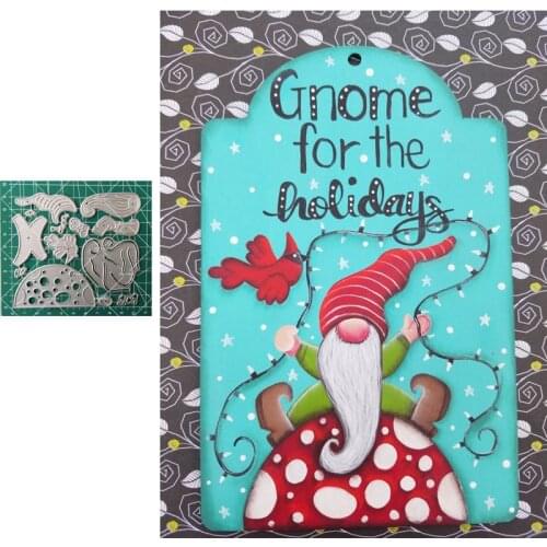 Gnome For Christmas Holiday 2021 Metal cutting dies for DIY Birthday Scrapbooking craft dies Greeting Card Making