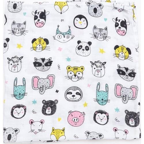 60*60 Bamboo Cotton Baby Bibs Blanket Soft Cartoon Animal Print Newborn scarf Handkerchief Multi-function Wrap Burp Cloths Stuff