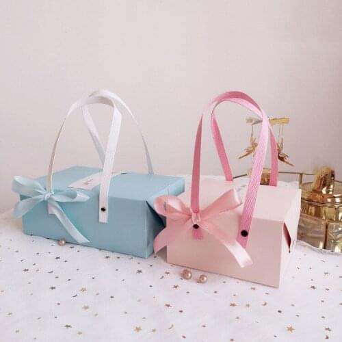 2020 New Pibk/Blue Wedding Gift Bags Party Present Gift Packaging Box Sweet birthday Macaron Dessert Packaging Cases Bag Favors