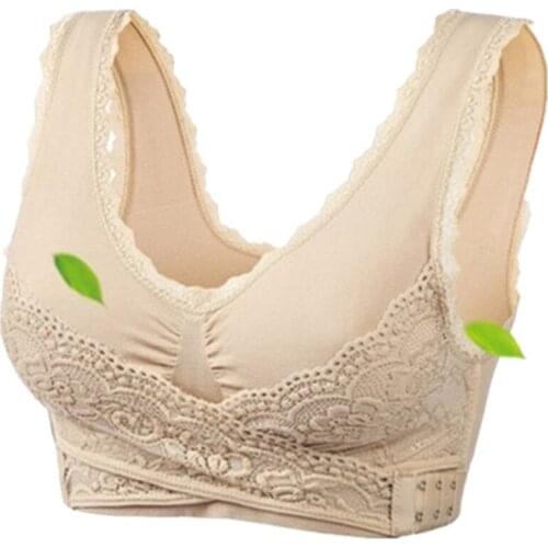 2022 New Sexy Women Underwear Lace Solid Color Cross Side Buckle Crop Top Without Rims Gathered Sports Bra Sleep Bra for Women