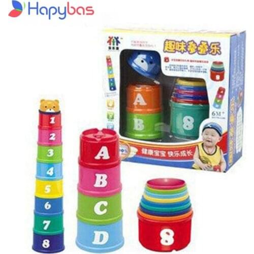 New Non-Toxic Discovery Toys Educational Baby Toddler Child Measure Up Stacks Piling Cups with Number Letter Baby Toys
