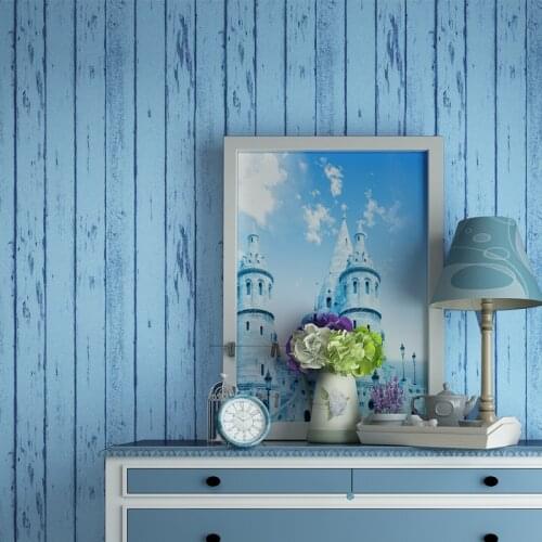 Mediterranean Style Blue Stripes Kids Room Wallpaper Roll Living Room Bedroom Vertical Stripe Wallpapers Vintage Home DecorQZ115