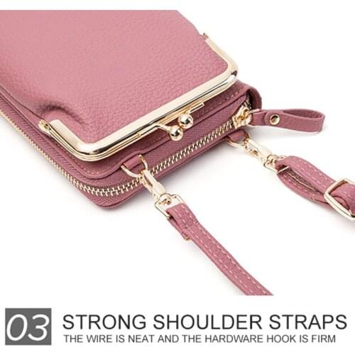 Vertical One Shoulder Cell Phone Case and Wallet Phone Purse Bag with Adjustable Trap for Women Girl Female AC889