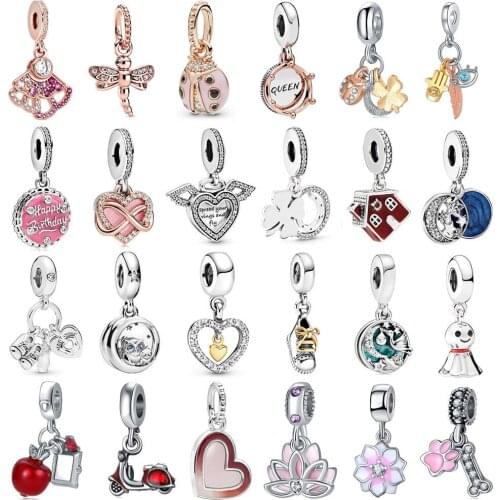 Heart Wings Dragonfly Flower Pendant Suitable for Original Charm Bracelet Necklace Lady DIY Jewelry GiFT