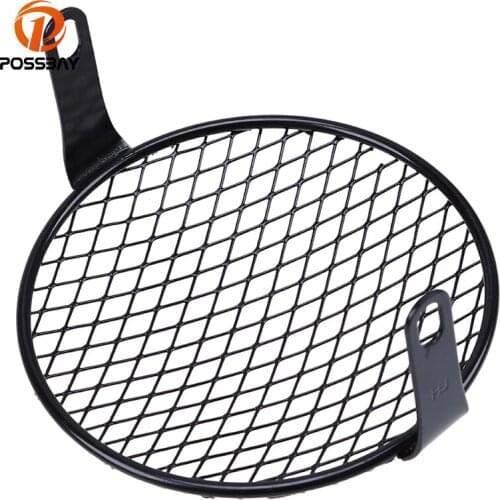 POSSBAY 6.4" Motorcycle Headlight Grill Cover Modified Fence Guard Head Lights For Harley 883 Honda dio Yamaha r1 Cafe Racer
