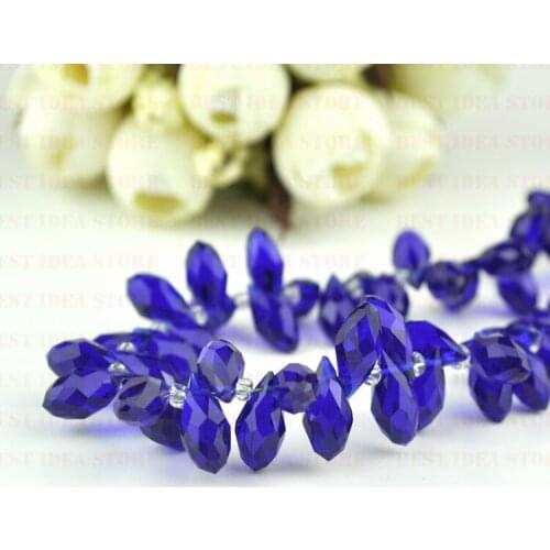 Sale Price!100pcs 6x12mm Deep Royal Blue Briolette Pendants Waterdrop Crystal Glass Jewelry Loose Teardrop Beads DIY