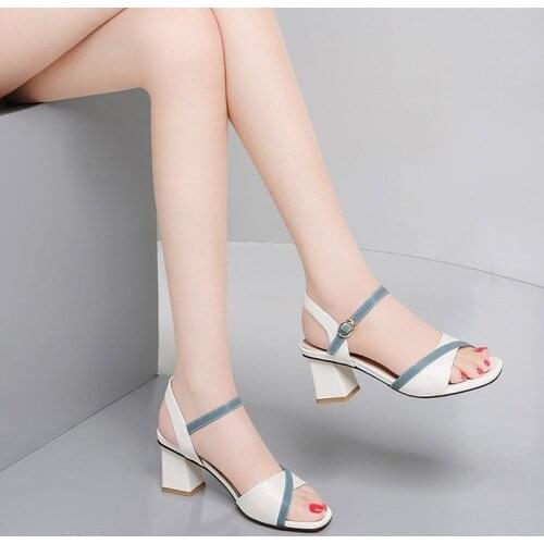 Womens Shoes New Summer Sandals Lightweight High Heels Womens Word With Thick Heel Sandals Breathable Fashion Casual Shoes