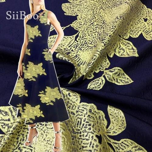 Siiboo gold thread metallic jacquard fabric for spring autumn women dress suits blazer elegant embossed tejido tissu sp6585