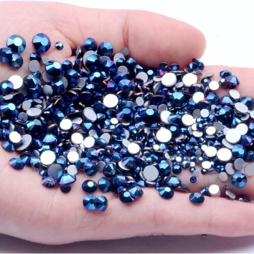 BLUE HEMATITE NEW COLOR Crystal Rhinestones For Nails Art Decoration SS3-SS30 Flatback Glue On Strass Stones DIY Crafts Garments