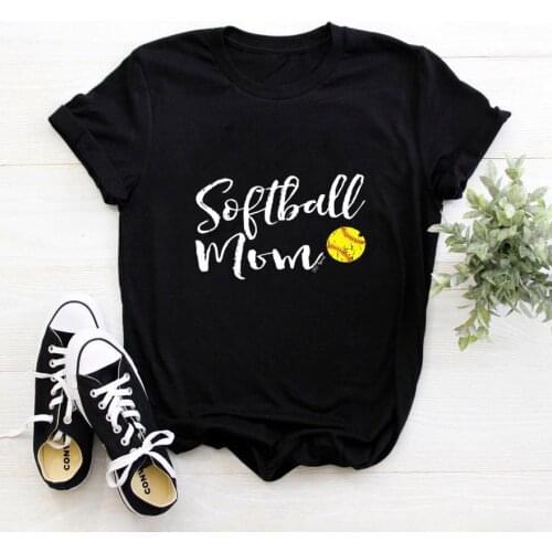 Softball Mom Letter printing T-shirts Women Summer Short Sleeve O-neck Cotton Tshirt Women Loose Casual Tee Shirt Femme