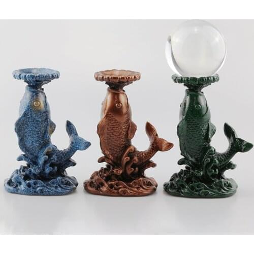 Fish Statue Display Stand for Crystal Glass Lens Ball 40 60 80mm Photography Lensball Base Magic Sphere Globe Holder Home Decor