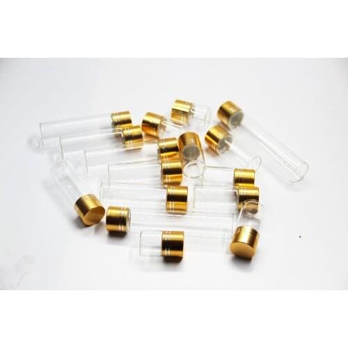 100pcs 5/6/7/10/14/18/20/25ml Glass Storage Bottle Jars Gold Screw Cap Wedding Decor Bottles Jars Container Liquid Oil Bottle