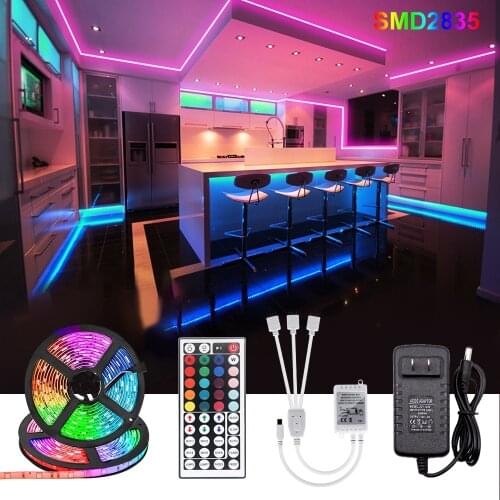 Waterproof LED Strip Light RGB SMD 2835 Tape Diode led lights DC 12V+Remote Control+Adapter DeskDecor Screen TV Background Light