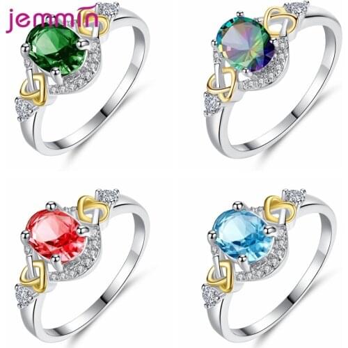 High Quality Female Fashion Jewelry Genuine 925 Sterling Silver Rings Gorgeous Women Crystal Rings Various Color For Choice