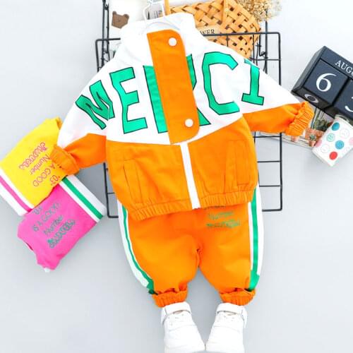 1-4Y Autumn Children Boys and Girls Clothing New Casual Sportswear Long-sleeved Alphabet Zipper Suit Baby Clothes Baby Pants