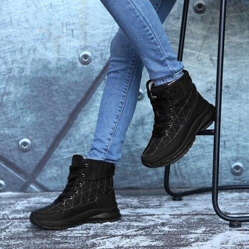 Winter 2020 large size heightening womens high top cotton shoes fur integrated snow boots Plush thickened motorcycle boots