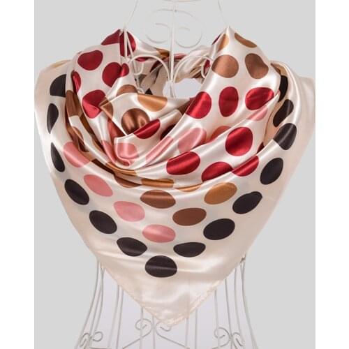 BYSIFA Winter Men Women Black khaki Pink Silk Scarf 90*90cm All-Match Pollka Dot Big Square Scarves Wraps Muslim Headkerchief