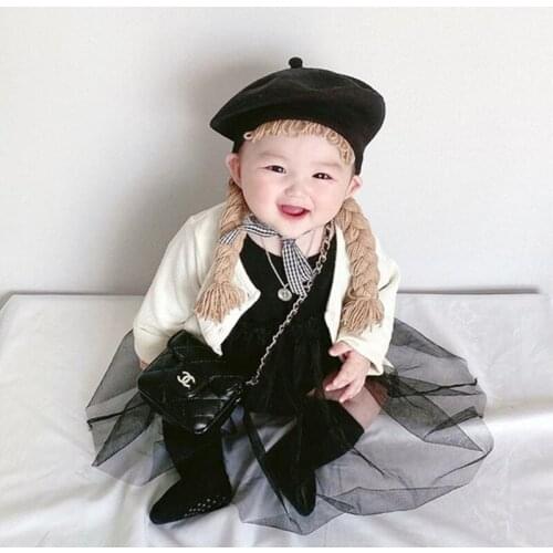 Winter Warm Children Baby Girl Beret Hat Hair Pigtail Braid Wig Cap Fashion Cute Toddler Kids Hats Girls Woolen Crochet Knit Cap