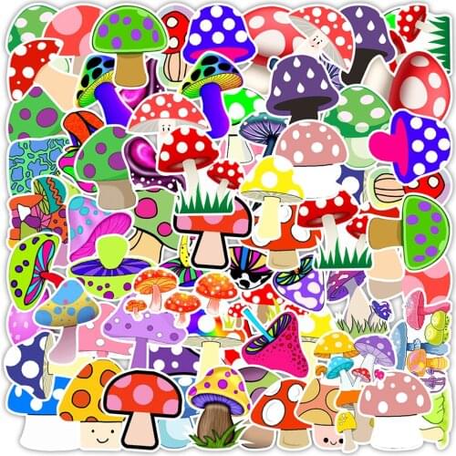 10/30/50PCS Cute Color Mushroom Cartoon Stickers Aesthetics Water Bottle Laptop Guitar Waterproof Graffiti Sticker Decal Kid Toy