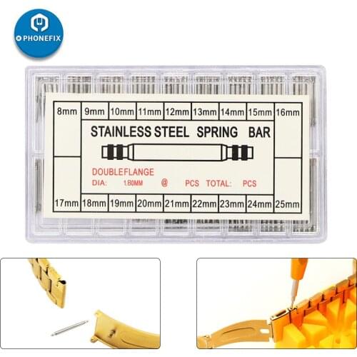 144pcs 8-25mm Stainless Steel Link Pins Watch Band Strap Spring Bar Link Pins Repair Tool Set for Watchmaker Repair Watch Parts