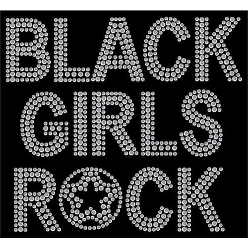 2pc/lot Black Girls Rock Hot Fix Iron on Rhinestone Transfer Applique Patch hot fix rhinestone transfer motifs for shirt