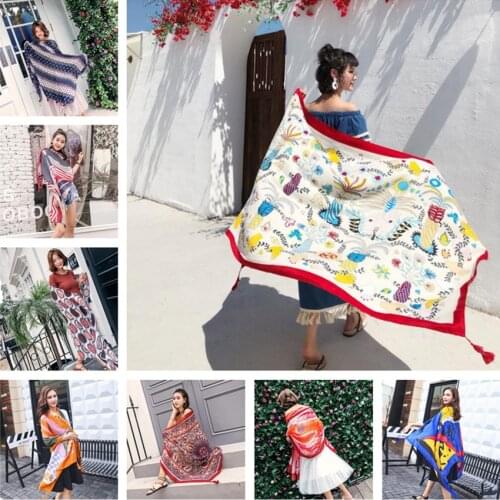 2019 Beach Dress Kaftan Beach Sarongs Sexy print Cover-Up Bikini Swimwear Tunic Swimsuit Bathing Suit 180*100cm Cover Ups Pareo