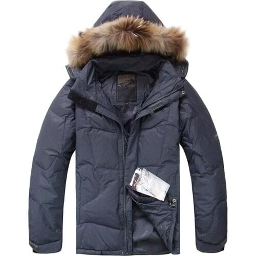 2021 New Arrival Men Duck Down Jacket Winter Warm Down Coat Raccoon Fur Hooded Fashion Down Jackets Outwear Coats Men Clothes