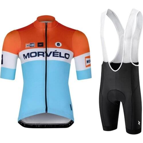 2021 Orange blue Summer Cycling Jersey Set Breathable Team Racing Sport Bicycle Jersey Mens Cycling Clothing Short Bike Jersey