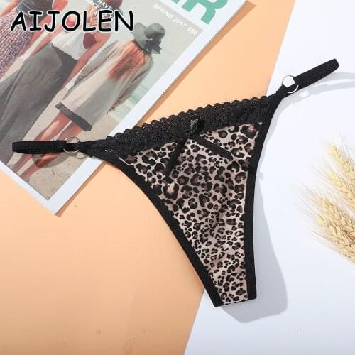 AIJOLEN Sexy Leopard Print Thong and G String with a Metal Ring Womens Panties Seamless Underwear Bow Knot Underpants Briefs