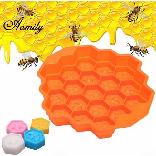 Aomily DIY Honey Comb Honey Mold Silicone Cake Pan Comb Bees Soap Mould 19 Cell Beeswax Ice Jelly Cake Bakeware Decoration