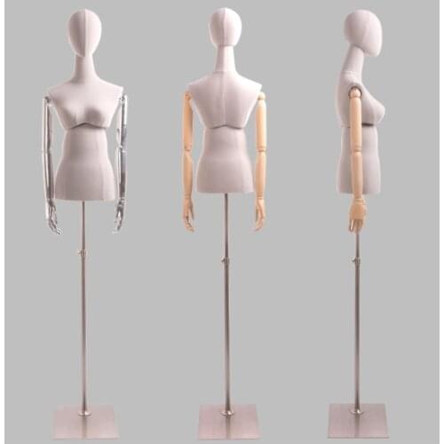 Velvet Korean Plating Model Women Half Body Fabric Torso Mannequin Factory Direct Sell