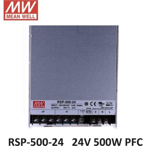 Meanwell RSP-500-24 PFC laboratory power supply 24V 21A 500W Switching Power Supply Driver for LED Strip AC 86-264V to DC 24V