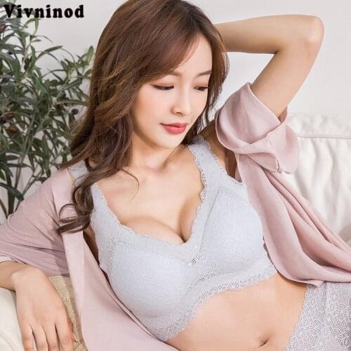 Women Thin Cup Wirefree Soft Padded Vest Fitness Stretch Bra Deep V Sexy Lace Bra BH Bralette Ladies Lolita Wide Straps Vest Bra
