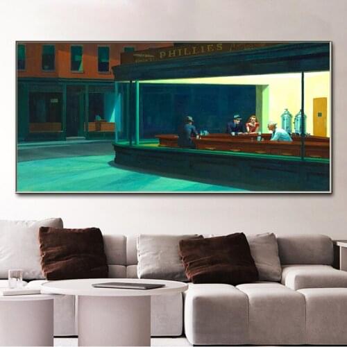 Home Decor Wall Art Canvas Print Oil Painting Vintage Posters Nighthawks by Edward Hopper Pictures For Living Room Decoration