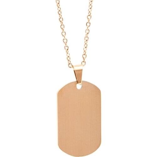 Stainless steel Women Rosegold color Necklace small millitary tags choker thin cable chain