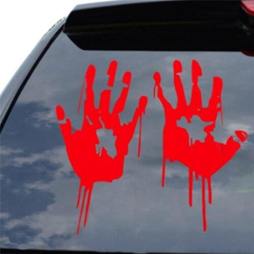 Creative Red Bloody Blood Hand Print Vinyl Car Decal Zombie Creepy Car Sticker Creepy Personality Car Styling Auto Accessories