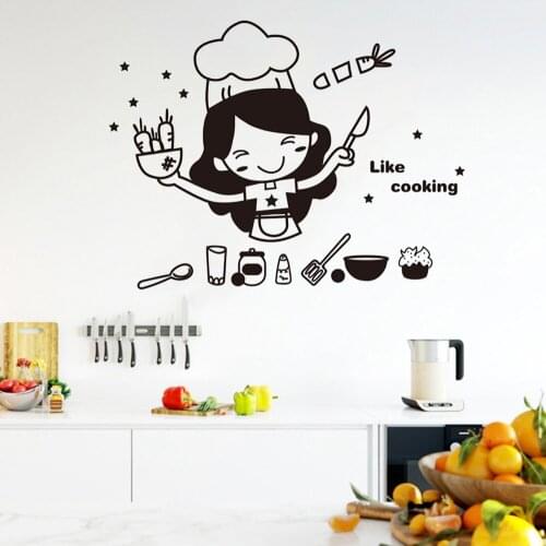 Kitchen Vinyl Wall Art Sticker cute Kitchen pattern stickers for Home Decoration Living Room Decoration Kitchen Wall Decor HL331