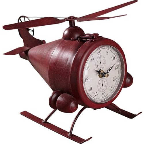 Metal Aircraft Table Clock Retro Small Part Seat Clock Creative Living Room Bedroom Silent Desk Clock Desktop Decoration Gift