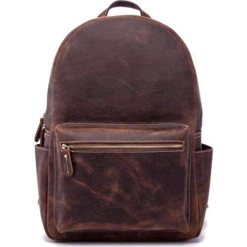Genuine Leather Mini Backpack Men Women Business Retro BagPack 13 Inch Laptop Bag Crazy Horse Travel Hand Bag Men Casual mochila