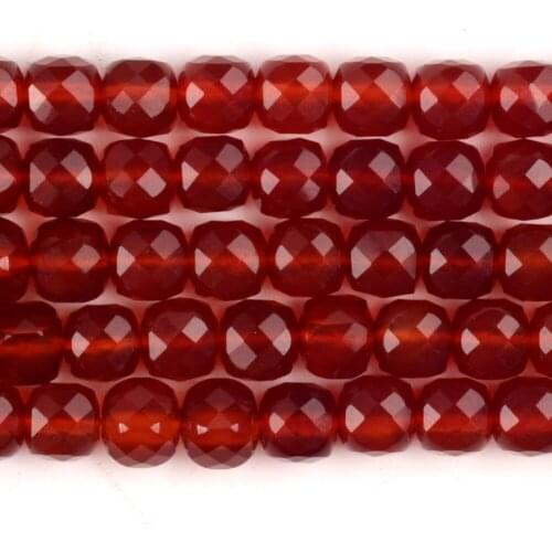 Natural Faceted Red Agates Onyx Stone Cube Square Shape Loose Spacer Beads For Jewelry Making DIY Bracelet Handmade 4.8-5.5mm