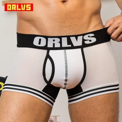 ORLVS Brand Best Selling Newest Mesh Underwear men Modal Boxer Men Sexy Men Boxer Ventilate Plus Size Boxers Men OR599