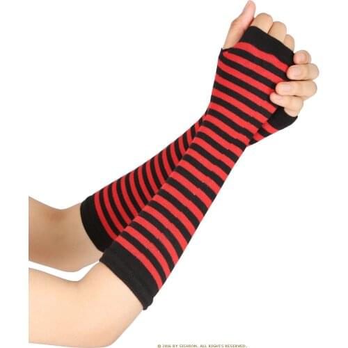 2021 Fashion Women Striped Elbow Gloves Warmer Knitted Fingerless Long Elbow Mittens Christmas Accessories Gift