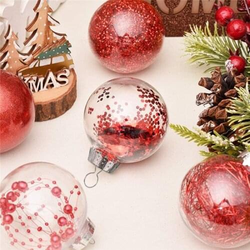 Transparent Christmas Ball Fillable DIY Lightweight Christmas Tree Pendant Creative Xmas Party Decoration d88