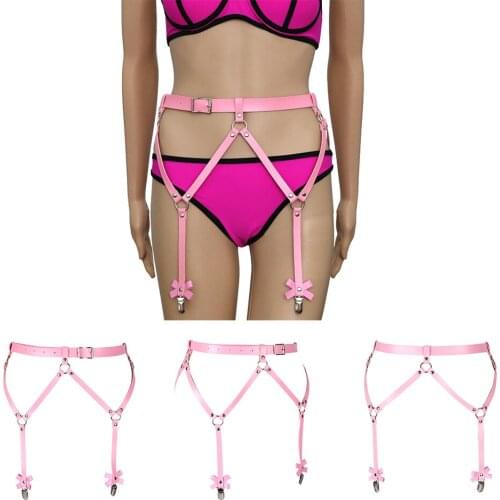 Sexy Lingerie Punk Leather Harness Fashion Garter Cage Waist Pack Hip Stockings Suspender Belts With Thong Goth Dance Rave Wear
