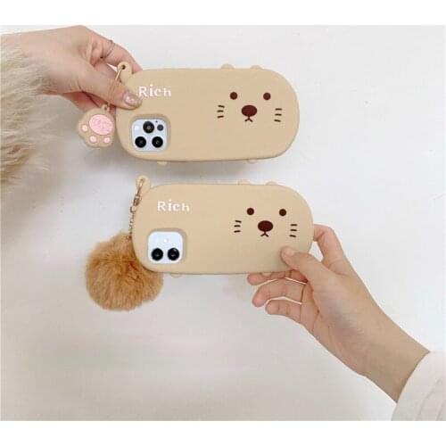 Three-dimensional Cute Cat Cartoon Design Phone Cases for Iphone 11 12 Pro Max 7 8 Plus Silicone Protective Cover for X XR XSMAX