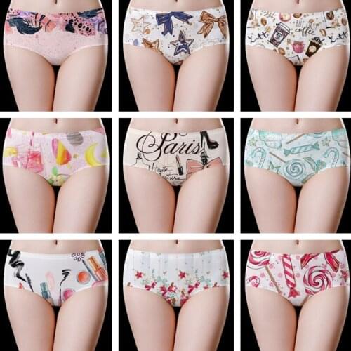 Cute bow Graffiti Womens shorts Girls Panties Invisible Seamless Underwear Panties Comfort Underpants Pantys Size M L XL XXL