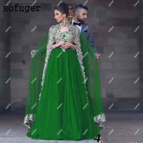 Fabulous Cape Middle East Muslim Appliques Tulle Long Indian Saudi Arabric Robe De Soiree Celebrity Vestidos Fiesta