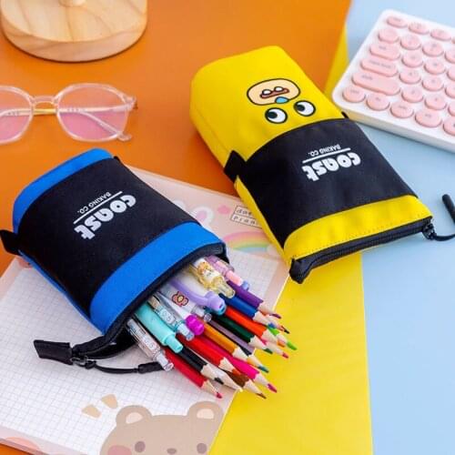 Telescopic Pencil Pouch Bag Cartoon Cute Stationery Pen Case Box with Zipper Closure Pencil Case Cartoon Bag Pen Storage Bag