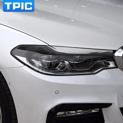 TPIC Carbon Fiber Headlights Eyebrows Eyelids For BMW G30 5 series Accessories Front Headlamp Eyebrows Car Styling Sticker