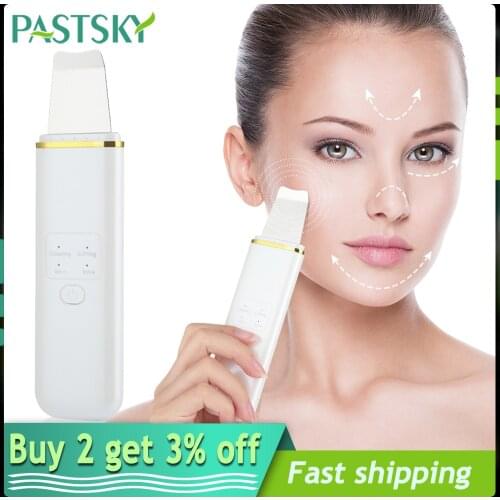Ultrasonic Facial Skin Scrubber EMS Massage Blackhead Acne Remover Face Deep Cleansing Exfoliating Peeling Spatula Beauty Device